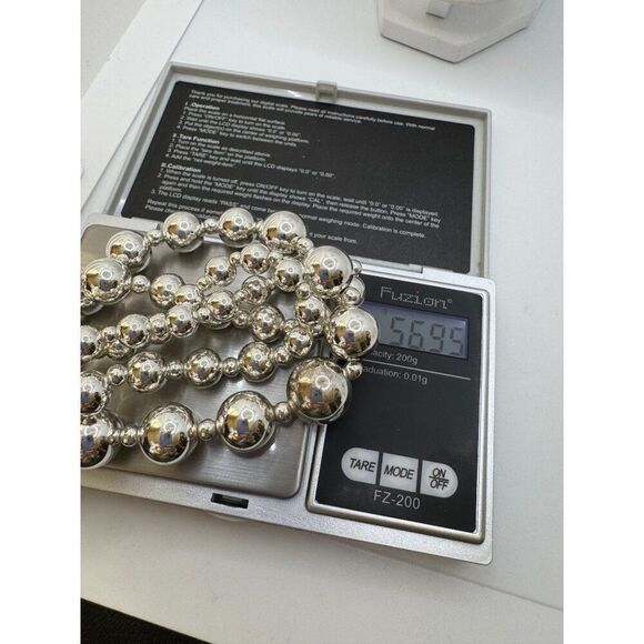 Sterling Silver 30" Graduated Bead Necklace 56 Grams Ball .925 Vintage 1997 - Picture 9 of 11